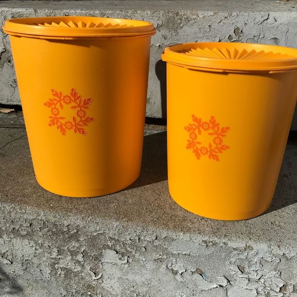 Vintage MCM Tupperware Nesting Canister Set MOD Orange on Orange - Picture 1 of 7